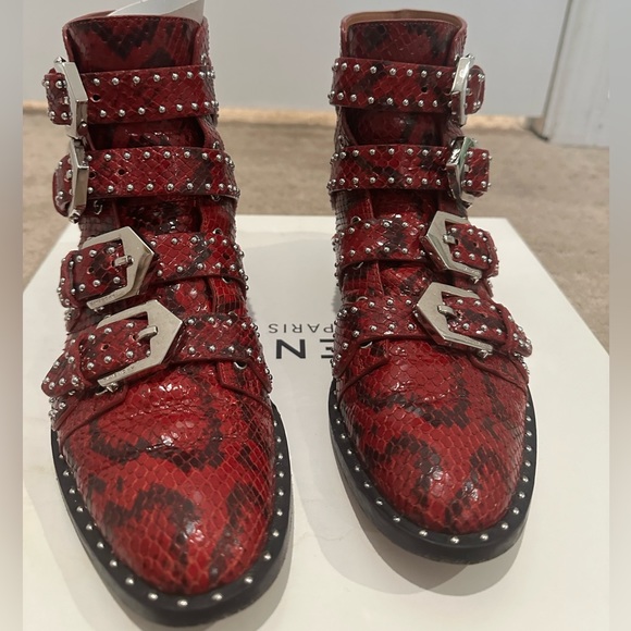 Givenchy red python studded ankle boots size 36 - Picture 9 of 11